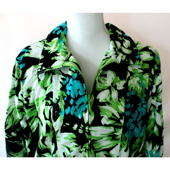 Draper's & Damon's Women's Long Sleeve Multi Color Floral Zip Unlined Jacket XL - Picture 2 of 10